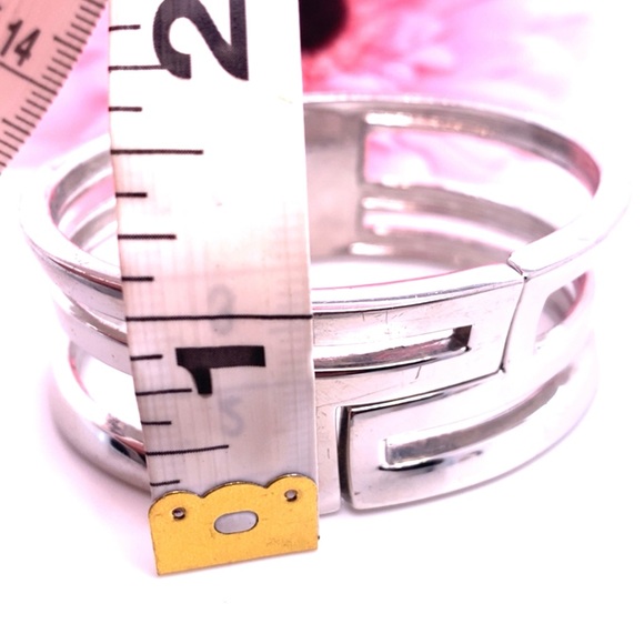 2/$14 Silver Tone Geometric Hinge Bracelet - Picture 3 of 6